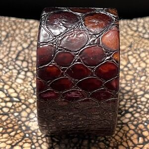 Brahmin Brown Leather Crocodile Embossed Cuff Bracelet - NWOT